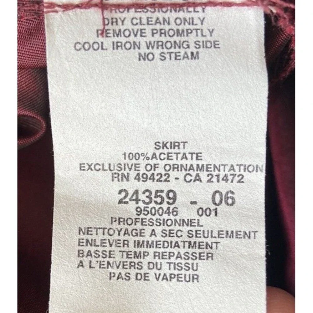 Vintage Jessica McClintock Y2K Velvet Rose Taffeta Skirt Size 10 Wine Whimsygoth